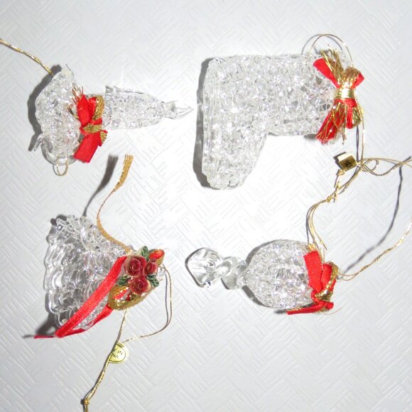 Lot of 4 Vintage Clear Spun Glass CrystalHanging Christmas Holiday Ornaments - Picture 5 of 15